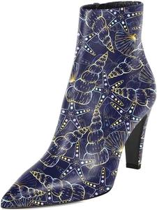 Женские ботильоны Maiyang с заостренным носком и молнией, на высоком массивном каблуке, модные, для вечеринок, повседневные короткие ботинки, размер 4-16 US, Blue Print