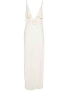 Magda Butrym макси-платье с цветочной аппликацией, нейтральный цвет
