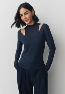 Топ Next LAYERED HIGH NECK RIBBED , Navy/Blue
