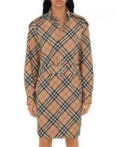 Платье-рубашка из хлопка в клетку Burberry, коричневый/бежевый