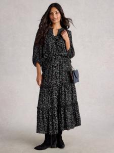 Реми металлик ярусная миди-юбка трапеция White Stuff