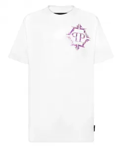 Футболка с круглым вырезом, хромированная сталь. Philipp Plein, белый