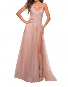 Фальшивый обертывающий топ вечернее платье в цвете розовато-лилового La Femme