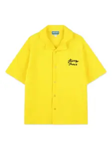 Рубашка с вышитым логотипом Kenzo Kids, желтый