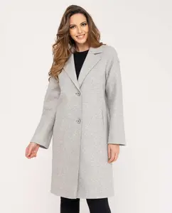 Женское оверсайз пальто с опущенным рукавом и лацканами Fsh, светло-серый