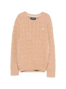 Свитер с объемной вязкой Polo Ralph Lauren Kids, бежевый