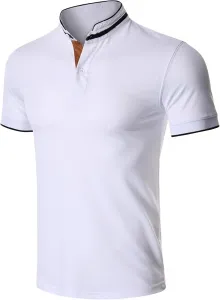 Мужская хлопковая футболка-поло Henley с коротким рукавом Slim Fit Gsywaipei
