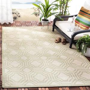 Ковер SAFAVIEH, 161 x 161 см, Washable Rug Outdoor Courtyard Collection - квадратный, Anthracite & Beige, без линьки и легкий в уходе, идеален для патио, заднего двора, прихожей (CY6112-246)
