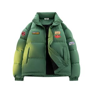 Пуховик Unisex с воротником стойкой утепленный HUANQIU, зеленый (logo style)