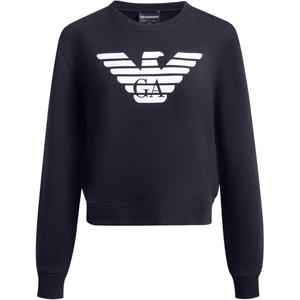 Свитшот из хлопка с принтом логотипа EMPORIO ARMANI, синий