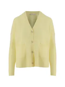 Кардиган с V-образным вырезом и накладными карманами Allude, желтый