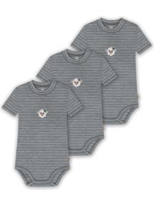 Normani Outdoor Sports Комплект из 3 детских боди с коротким рукавом из мериносовой шерсти, серые в полоску