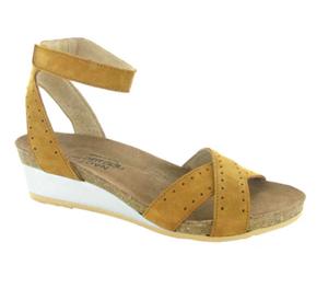 Women's Wand Wedge Sandal In Amber Nubuck NAOT, Amber Nubuck