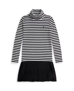 Детское платье-водолазка с полосками для девочек 7-16 лет Polo Ralph Lauren, черный