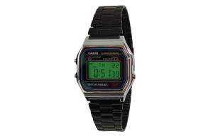 CASIO Кварцевые часы унисекс с черным циферблатом на стальном браслете