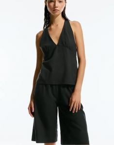 Топ Pull&Bear с открытой спиной и завязками на шее черного цвета