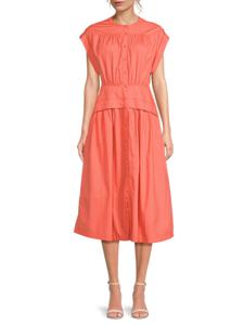 Платье миди из хлопкового поплина с манжетами Area Stars, цвет Coral
