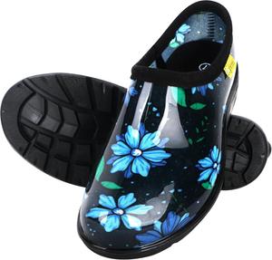 Женские садовые туфли на плоской подошве, водонепроницаемые слипоны, резиновые садовые туфли с удобной стелькой Kprm, Blue Spring