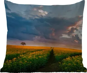 Подушка для улицы - Цветы - Желтый - Закат - 60x60 см - Устойчива к погодным условиям - Подушка для отдыха - Декоративная подушка - Подушка для сна MuchoWow