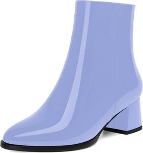 Женские ботинки NUMALEO с круглым носком, для путешествий и улицы, лаковые, стильные, на молнии, с толстым низким каблуком 5 см, высокие до щиколотки, Lavender