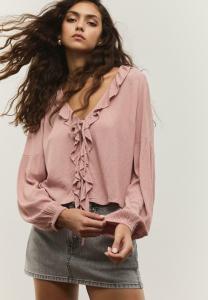 Блуза Stradivarius LOOSE WITH RUFFLES, Mottled Light Pink