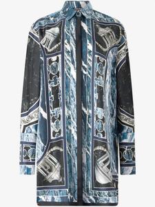 Шелковая длинная рубашка Roberto Cavalli, синий