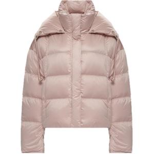 Pinko Пуховая куртка женская, розовая, с воротником-стойкой, средней высоты