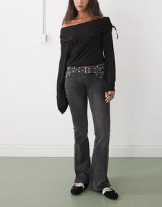 Джинсы Чарли «Рваный священник» в оттенке «мытый уголь»