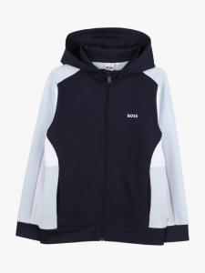 Детская худи с цветными блоками из хлопковой смеси HUGO BOSS, Navy