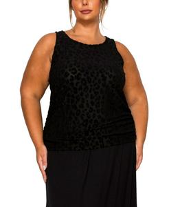 Майка большого размера с леопардовым принтом и боковыми сборками COIN 1804, Black