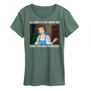 Женская футболка с рисунком библиотеки Disney Princess Belle, цвет Heather Green
