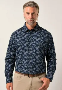 Langarm kentkragen рубашка комфортного кроя со сплошным принтом Boston Park, Navy Blue