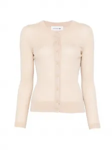 Кардиган в рубчик на пуговицах Lacoste, бежевый