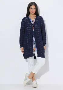 Длинный бандвершлюс, ваусшнитт, кардиган лангарм Ulla Popken, Ink Blue