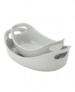 Набор из 2 овальных форм для выпечки из керамики Bubble and Brown Rachael Ray, цвет light sea salt gray