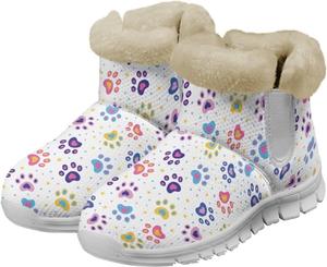 Женские зимние ботинки с противоскользящей подошвой, утепленные мемори-фоамом, с меховой отделкой для улицы Glomenade, Trippy Pet Paw