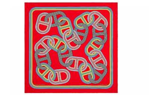 HERMES Шёлковый шарф Фобур, Red