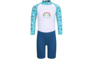 Детский купальник бирюзово-синий / снежно-белый / тёмный берлинская лазурь для детей 3–7 лет DECATHLON