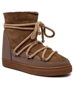 Женские зимние ботинки Inuikii на шнуровке, коричневый
