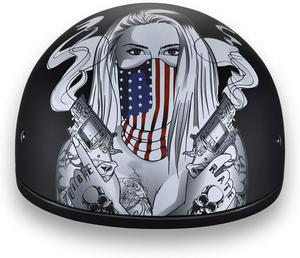 Мотоциклетный шлем Daytona Helmets с полушлемом - одобрен DOT [графика]…, Hi-Gloss Black, Make 'Em Pay