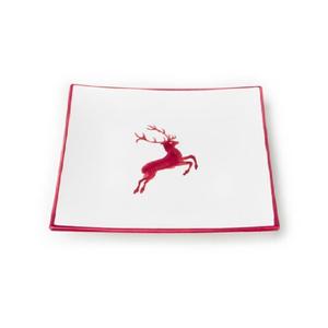 Десертная тарелка/тарелка для завтрака Bordeaux Red Deer 20x20x2,6 см Gmundner Keramik, бело-красный