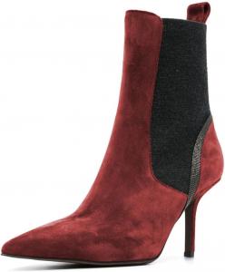 Женские стильные ботильоны Miss Left с закрытым носком, на каблуке-стилет, средний каблук, модные ботинки Челси, удобные для работы в офисе, размеры 4-16 US, Wine Red
