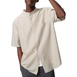 UNIQLO SS26 Рубашка мужская бежевая Stand Collar Moderate