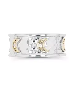 Кольцо с двухцветной чеканкой в виде полумесяцев из кубического циркония Macy'S, silver