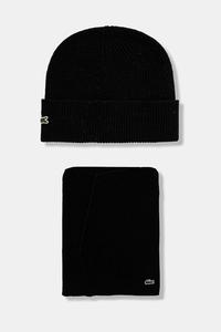 Шерстяная шапка и шарф Lacoste, черный