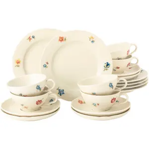 Чайный сервиз Seltmann Weiden "Набор посуды, 18 предметов, Море цветов Марилуиза", (набор, 18 предметов, 6x чайных чашек 0,13 л, 6x чайных блюдец 13 см, 6x хлебных тарелок), цветы, производство Германия, цвет weiß, bunt