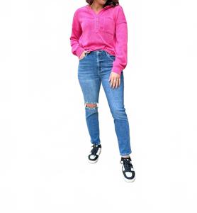 Джинсы-скинни с высокой посадкой и потертостями Paisley синего цвета Risen, синий