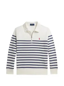Полосатая рубашка поло с воротником на молнии POLO RALPH LAUREN KIDS, белый