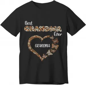 Футболка с принтом "Эта бабушка принадлежит внукам" в леопардовом принте с бабочками