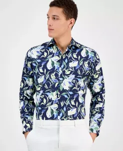 Мужская рубашка Isola Bella с длинным рукавом и цветочным принтом, приталенный крой, застегивается на пуговицы Bar III, синий